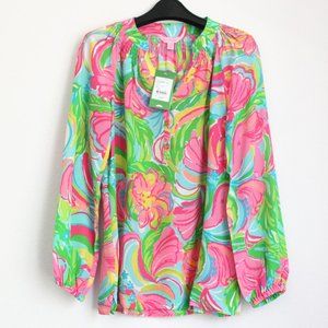 Lilly Pulitzer Elsa Silk Top, Multi So A Peeling, Size XXS